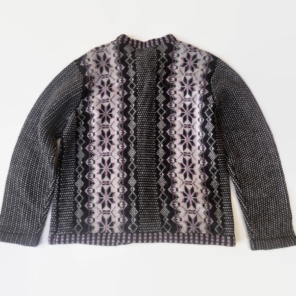 Northern Isles Wool Purple and Black Cardigan Sweater - Picture 14 of 16